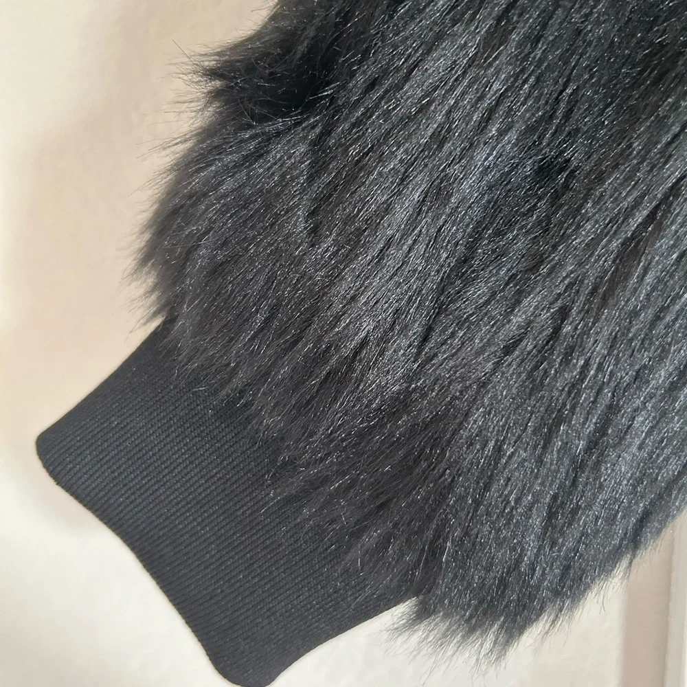 Say What? Fur Bomber Jacket, 2X, black - Picture 4 of 4